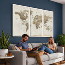 Detailed World Map Wall Art Canvas Print