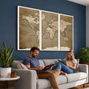 World Map Wall Art Canvas Print, Framed Map Art Picture