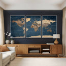 Navy Blue World Map Canvas Print – Framed Travel Map Wall by MyGreatCanvas | Canvas Wall Art Prints | Photo Prints & Wall Decor