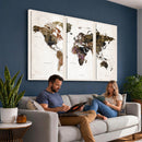 Watercolor World Map Print - Large Wall Art Canvas Print for