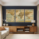 Vintage World Map Wall Art Canvas Print, Detailed World Map