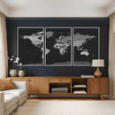 Black World Map Wall Art Canvas Print – Detailed Map of the by MyGreatCanvas | Canvas Wall Art Prints | Photo Prints & Wall Decor