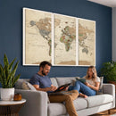 Framed World Map Wall Art for Home and Office Decor