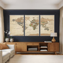 Framed World Map Wall Art for Home and Office Decor