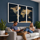 Vintage World Map Canvas on the Dark Background Wall Art