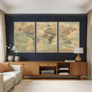 Vintage World Map Wall Art | Ready to Hang and Framed