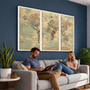 Vintage World Map Wall Art | Ready to Hang and Framed