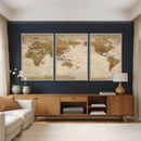 Vintage Detailed World Map Wall Art Canvas Print – Antique