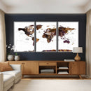 Rustic World Map Wall Art Canvas Print | Large World Map on