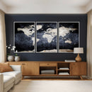 Vintage World Map Canvas Wall Art – Antique Triptych Map