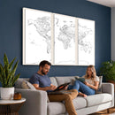 World Map Canvas Print – Framed Modern Detailed Map of the