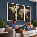 Framed World Map with Pin Canvas Print – Detailed World Map