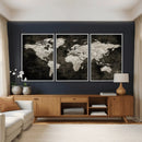 Vintage World Map Wall Art Canvas Print – Framed Large Map