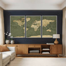 Large World Map Canvas Wall Art Print for Study Room Decor -