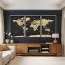 Vintage Blue and Brown World Map Canvas Wall Art – Framed by MyGreatCanvas | Canvas Wall Art Prints | Photo Prints & Wall Decor