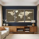 Vintage World Map Canvas Print – Framed Travel Map Wall Art