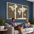 Vintage World Map Canvas Print – Framed Travel Map Wall Art