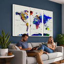 Vintage World Map Canvas Wall Art – Framed Travel Map with