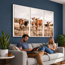 Texas Longhorn Cattle Wall Art Canvas Print, Sepia Western