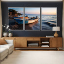 Coastal Fishing Boats Wall Art Canvas Print, Sunset Beach by MyGreatCanvas | Canvas Wall Art Prints | Photo Prints & Wall Decor