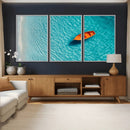 Minimalist Boat Wall Art Canvas Print, Aerial Sea Landscape by MyGreatCanvas | Canvas Wall Art Prints | Photo Prints & Wall Decor