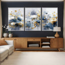 Large Abstract Flowers Wall Art Canvas Print – Gold and Blue by MyGreatCanvas | Canvas Wall Art Prints | Photo Prints & Wall Decor