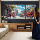 London Street Canvas Wall Art — Big Ben Red Bus Print | Oil by MyGreatCanvas | Canvas Wall Art Prints | Photo Prints & Wall Decor