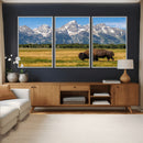 Bison in Mountain Landscape Wall Art Canvas Print – Western by MyGreatCanvas | Canvas Wall Art Prints | Photo Prints & Wall Decor
