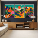 Colorful Japanese Landscape Print: Maximalist Panoramic Wall by MyGreatCanvas | Canvas Wall Art Prints | Photo Prints & Wall Decor