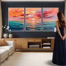 Bold Palette Knife Ocean Sunset Canvas — Orange Pink Teal by MyGreatCanvas | Canvas Wall Art Prints | Photo Prints & Wall Decor