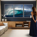 Ocean Wave Canvas Wall Art, Dramatic Teal Blue Seascape Oil by MyGreatCanvas | Canvas Wall Art Prints | Photo Prints & Wall Decor