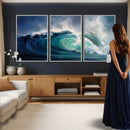 Ocean Wave Canvas Wall Art, Dramatic Teal Blue Seascape Oil by MyGreatCanvas | Canvas Wall Art Prints | Photo Prints & Wall Decor