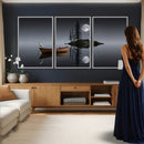 Moonlit Lake Canvas Wall Art, Dreamy Boat Heron Full Moon by MyGreatCanvas | Canvas Wall Art Prints | Photo Prints & Wall Decor