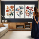 Watercolor Botanical Canvas Wall Art Set, Navy Terracotta by MyGreatCanvas | Canvas Wall Art Prints | Photo Prints & Wall Decor