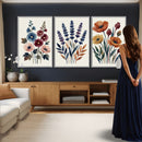 Watercolor Botanical Canvas Wall Art Set, Navy Terracotta by MyGreatCanvas | Canvas Wall Art Prints | Photo Prints & Wall Decor