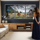 Texas Longhorn Canvas Wall Art, Rustic Farm Barn Bluebonnet by MyGreatCanvas | Canvas Wall Art Prints | Photo Prints & Wall Decor