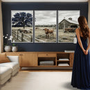 Texas Longhorn Canvas Wall Art, Rustic Farm Barn Bluebonnet by MyGreatCanvas | Canvas Wall Art Prints | Photo Prints & Wall Decor