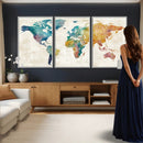 Watercolor World Map Canvas Wall Art Print – Abstract by MyGreatCanvas | Canvas Wall Art Prints | Photo Prints & Wall Decor