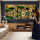 Gustav Klimt Golden Cityscape Wall Art Canvas Print,