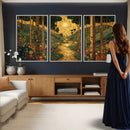 Gustav Klimt Style Forest Canvas Wall Art, Golden Forest Path Floral Art Nouveau Print, Enchanted Woodland Decor by MyGreatCanvas | Canvas Wall Art Prints | Photo Prints & Wall Decor