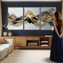 Black and Gold Abstract Wall Art, Modern Wave Canvas Print, Elegant Flowing Smoke Art, Luxury Living Room Decor by MyGreatCanvas | Canvas Wall Art Prints | Photo Prints & Wall Decor