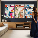 Blue Teal Abstract Canvas Wall Art, Modern Textured Painting Print, Navy Orange White Contemporary Art, Neutral Living Room Decor, Office Art by MyGreatCanvas | Canvas Wall Art Prints | Photo Prints & Wall Decor