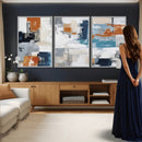 Blue Teal Abstract Canvas Wall Art, Modern Textured Painting Print, Navy Orange White Contemporary Art, Neutral Living Room Decor, Office Art by MyGreatCanvas | Canvas Wall Art Prints | Photo Prints & Wall Decor