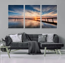 Wooden Pier on Seascape and Sunset Wall Art Canvas Print by MyGreatCanvas | Canvas Wall Art Prints | Photo Prints & Wall Decor