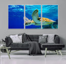 Sea Turtle Wall Art Canvas Print, Sea life in the Ocean Wall