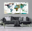 Modern Watercolor World Map Canvas Wall Art – Framed by MyGreatCanvas | Canvas Wall Art Prints | Photo Prints & Wall Decor