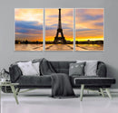 Paris Eiffel Tower Sunset Canvas Wall Art Print - Iconic