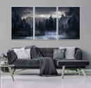 Night Landscape and Trees Wall Art Canvas Print