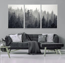 Misty Forest Canvas Wall Art – Monochrome Triptych Pine Tree by MyGreatCanvas | Canvas Wall Art Prints | Photo Prints & Wall Decor