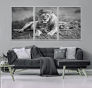 King Forest Lion Wall Art Canvas Print – Framed Majestic by MyGreatCanvas | Canvas Wall Art Prints | Photo Prints & Wall Decor